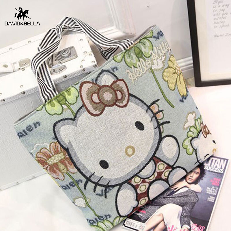 David&Bella Canvas large cloth bag women's single shoulder women's bag large capacity shopping bag vegetable pocket bag