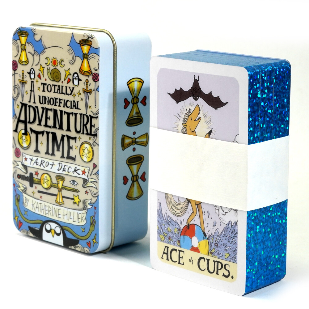 10.3*6cm Adventure Time Taro in a Tin Metal Box Gold-plated Edge Tarot Cards For Divination Tarot Deck
