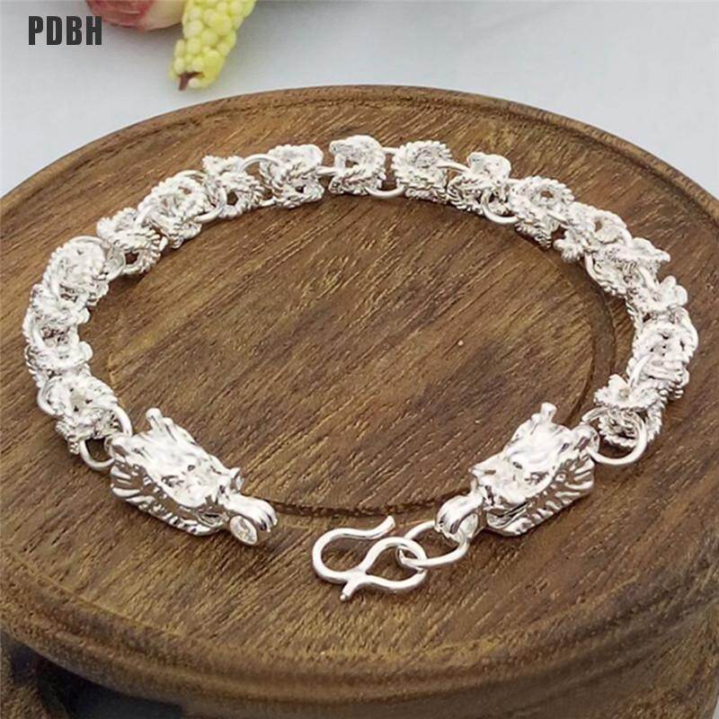Fashion Silver Plated Dragon Design Bracelet Bangle Chain Men Bracelet Gift