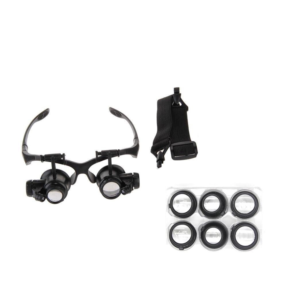 Headband Magnifying Glasses With 2 Led Lights Microscope Eyewear Jewelry Watch Repair Tools 10x 15x 20x 25x Lens Magnifier Glas