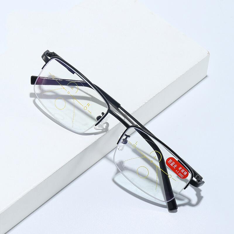 Dual-purpose Reading Glasses For Men And Women Anti-blue Light Progressive Multi-focus Reading Glasses Memory Titanium Alloy Frame+1.00,+1.50,+2.00,+2.50,+3.00,+3.50