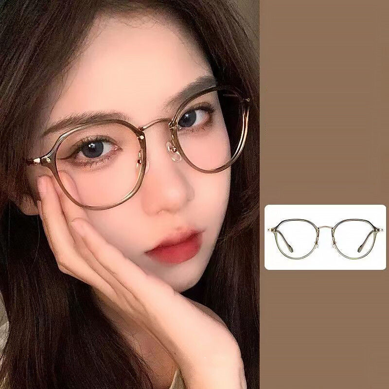 Myopic Men And Women Myopia Frame Anti-Blue Black Frame Glasses Frame Plain Face Anti-Blue Light Flat Lens PTQ
