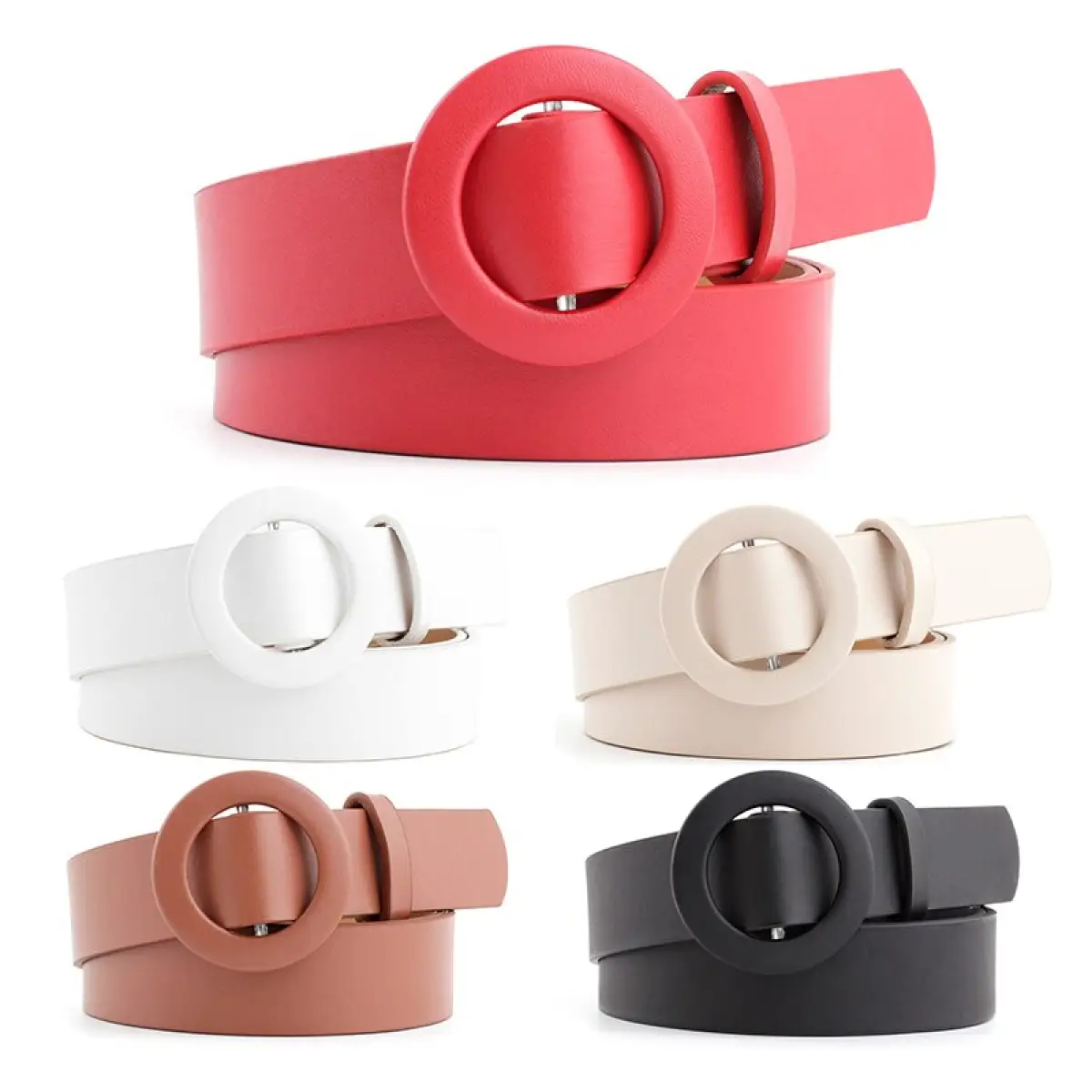 ladies white leather belt