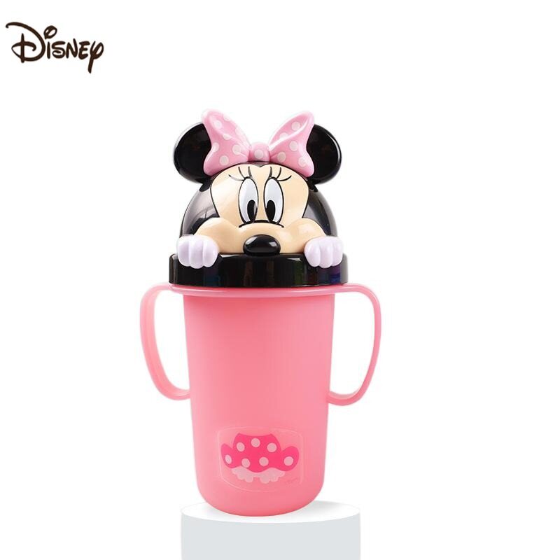 Disney Cartoon 300ml Kids Water Bottle Children Drinking Bottle With Straw Portable Student Cup