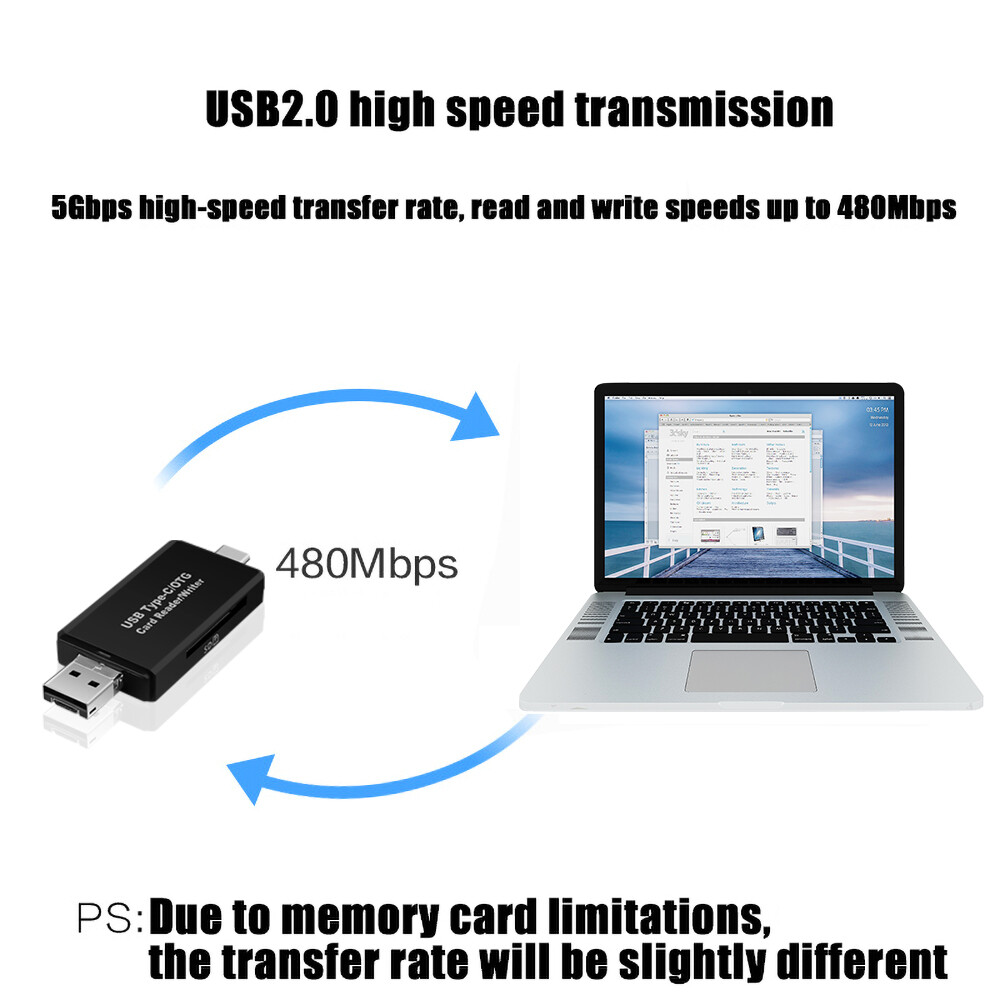 Đầu Đọc Thẻ OTG Micro USB Loại C 3 Trong 1 Đầu Đọc OTG TF Thông Dụng USB 2.0 Tốc Độ Cao Cho Máy Tính Android Đầu Mở Rộng