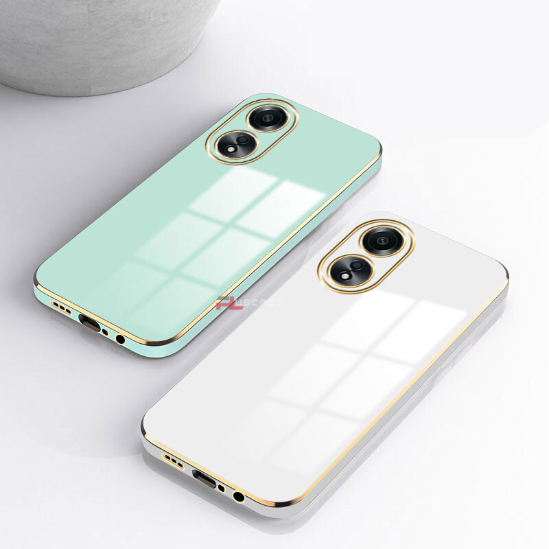 PlusCase cho OPPO A58 4G A38 A18 6D Mạ Vỏ mềm Bảo vệ ống kính Khung vuông Silicone bóng Ốp lưng chống sốc cho điện thoại
