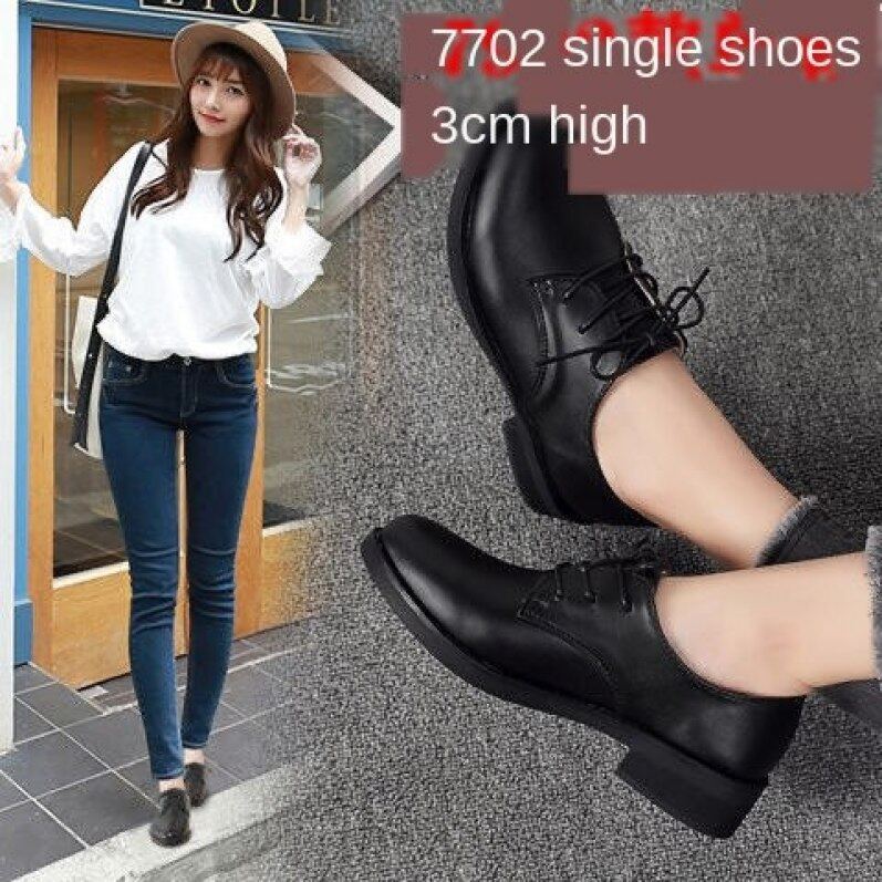 DBK466 Giày Da Thật Giày Da Nữ Nhỏ Gót Dày Mới Mùa Thu 2020 Giày Công Sở Chuyên Nghiệp Màu Đen Phù Hợp Với Tất Cả Gót Chân Của Nữ Giày Của Phụ Nữ giá rẻ
