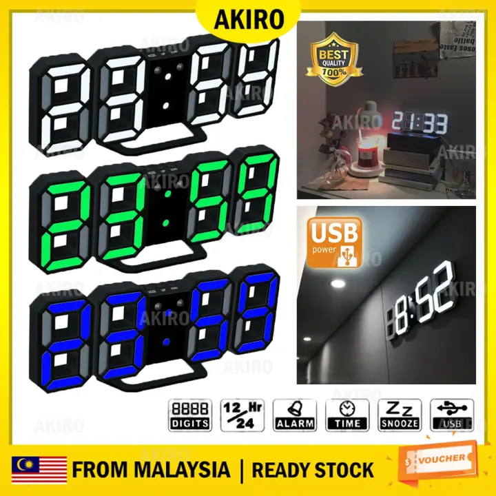Akiro Malaysia Creative 3d Bright Led Digital Display Wall Snooze Alarm Clock Time Date Multi Function Wt Usb Cable Battery Lazada - Led Digital Wall Clock Supplier Malaysia Akiro Malaysia Creative 3d Bright Led Digital Display Wall Snooze Alarm Clock Time Date Multi Function Wt Usb Cable Battery Lazada - Led Digital Wall Clock Supplier Malaysia
