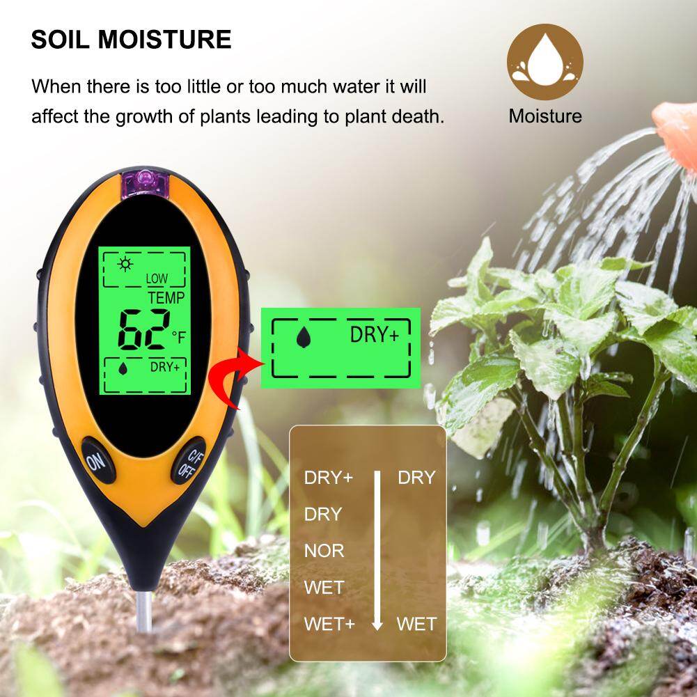 Rcyago 4 Trong 1 Kỹ Thuật Số Máy Đo Độ Ẩm Đất PH Meter Nhiệt Độ Độ Ánh Sáng Mặt Trời Tester