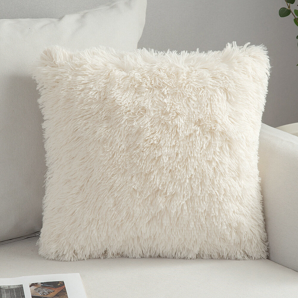 Plush Throw Pillow Household Nordic Plush Solid Short Plush Throw Pillow Case