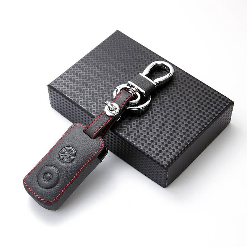 Zerui forCar Key Ring Car Key Leather Car Key Cover Case For Yamaha Nvx 155 Aerox X-max Grand Filano Q-bix 2 Button-black