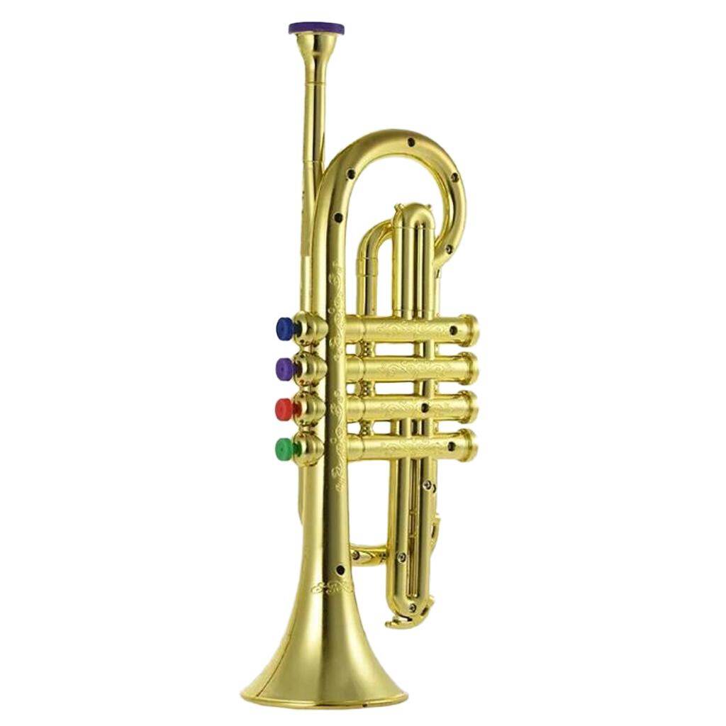 Gazechimp Kids Plastic Trumpet Horn Wind Instrument with 3 Colored Keys