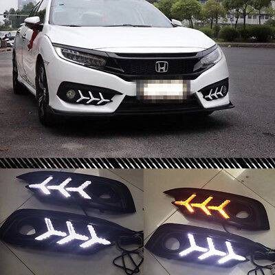For Honda Civic 2016-2021 3 Color Daytime Running Light LED DRL Turn Signal Lamp