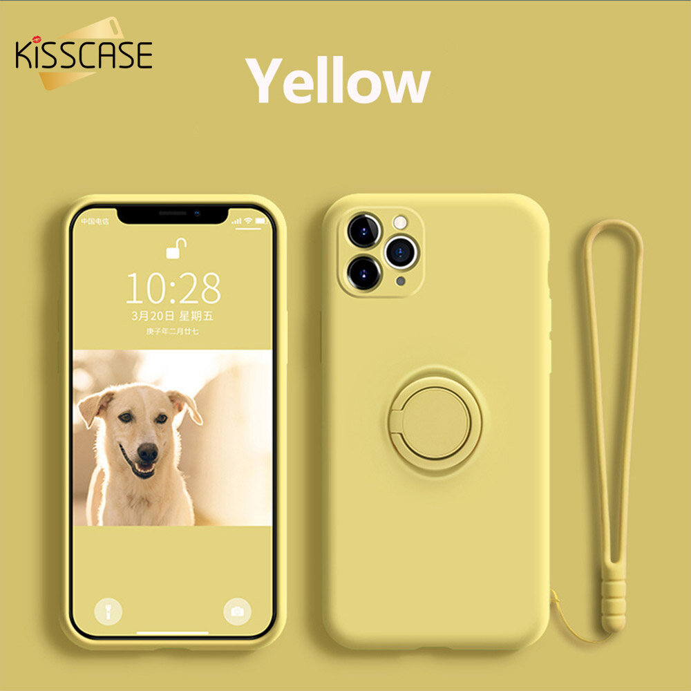 【With Bracket+lanyard】KISSCASE Liquid Silicone With Strap Case For iPhone 15 Pro Max 14 Plus 13 Pro 13 12 11 Protector Case Cover