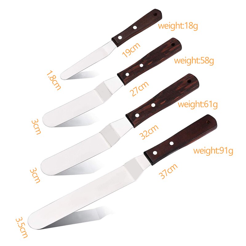 【♘COD Free Cas♘】 luoqin Bánh ngọt bằng gỗ thìa với móc thép không gỉ bù đắp spatulas bánh đóng băng/Frosting thìa bánh nướng dụng cụ trang trí C008