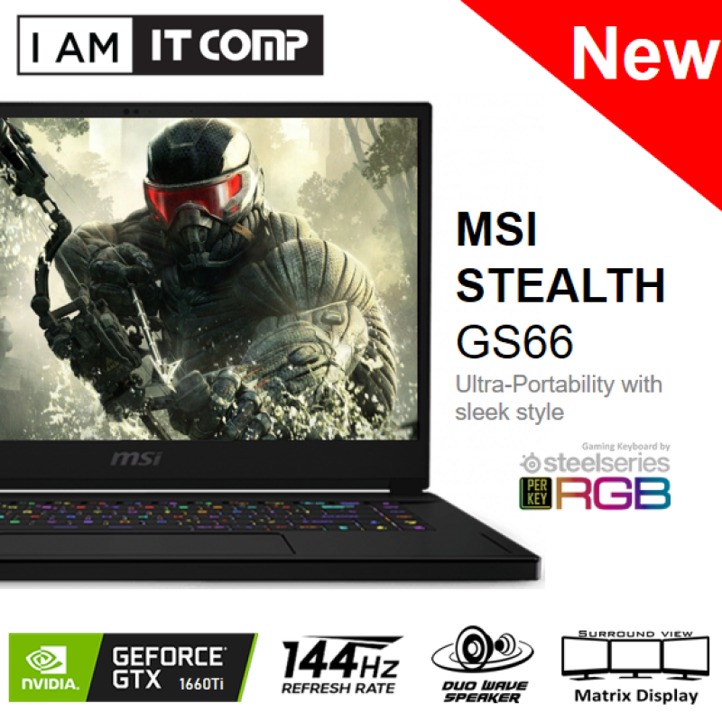 MSI Stealth GS66 10SD-621 15.6 144HZ Gaming Laptop (I7-10750H/16GB/512GB SSD/GTX1660Ti 6GB/W10) FOC MSI GAMING BACKPACK Malaysia
