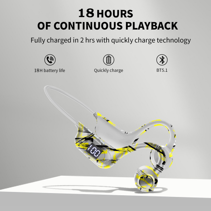 AKZ-G9 graffiti dẫn truyền âm thanh qua xương Tai nghe không dây Bluetooth Plug-in Màn hình hiển thị kỹ thuật số treo tai tai nghe không dây