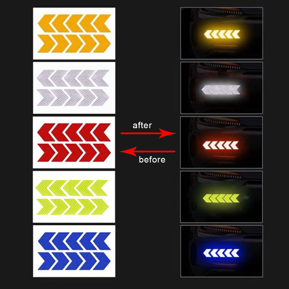 JaneDream White-2Pcs Car Reflective Sticker Arrows Pattern Warning Decals For Motorcycle Auto Tail Bar Bumper Safety BYD ATTO 3