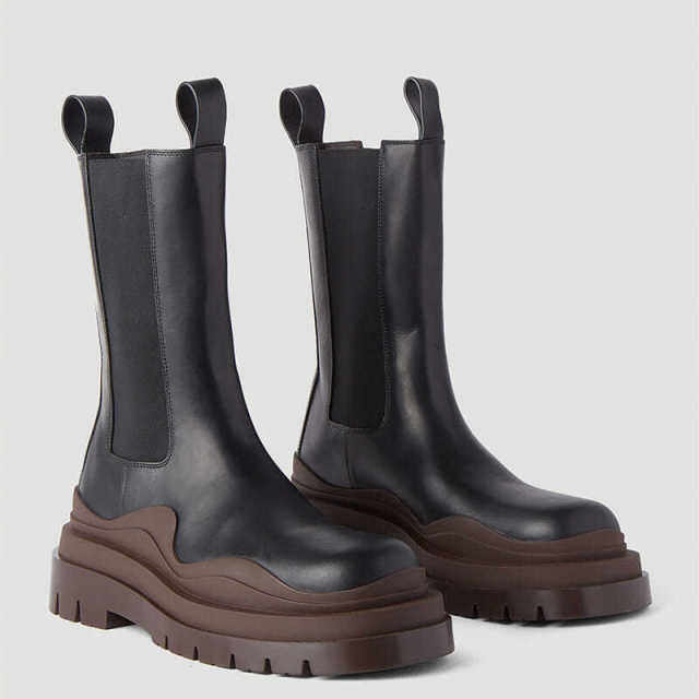 Za New Women's Ankle Boots Autumn Winter Chelsea Boots Pu Leather Zipper Chunky Heels Platform Fashion Ladies Shoes Long Boots