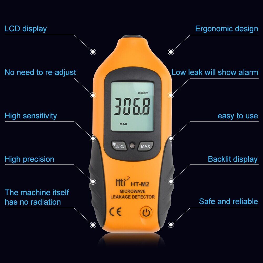 High Sensitivity Professional Digital Microwave Leakage Detector High Accuracy Radiation Meter LCD Display Tester 0-9.99Mw/Cm2