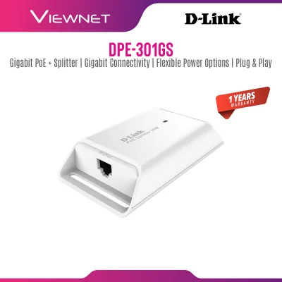 D-Link 1-port Gigabit 802.3af PoE & 802.3at PoE+ Splitter, 5V DC/9V DC/12V DC Output DPE-301GS