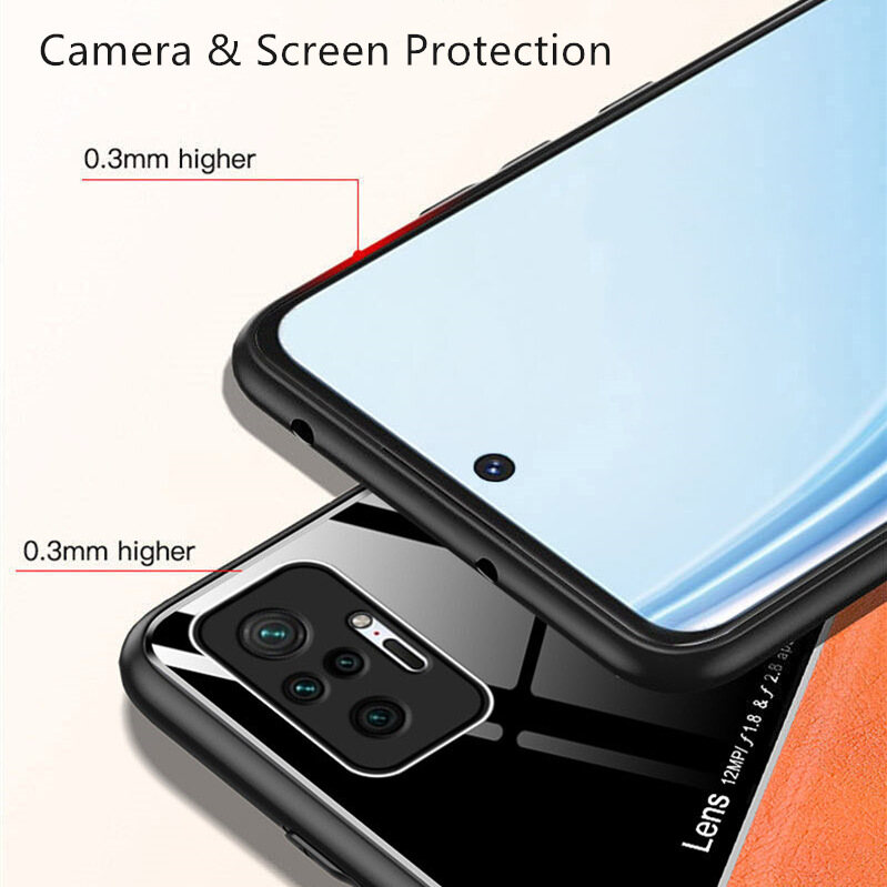 ROAZIC Dành Cho Xiaomi Redmi Note 10 Note 10 Pro Note 10 Pro Max Note 9 Note 9S Note 9 Pro Ốp Điện Thoại Vỏ Thủy Tinh Từ Tính Kết Cấu Da, Ốp Lưng Chống Sốc Cạnh Mềm