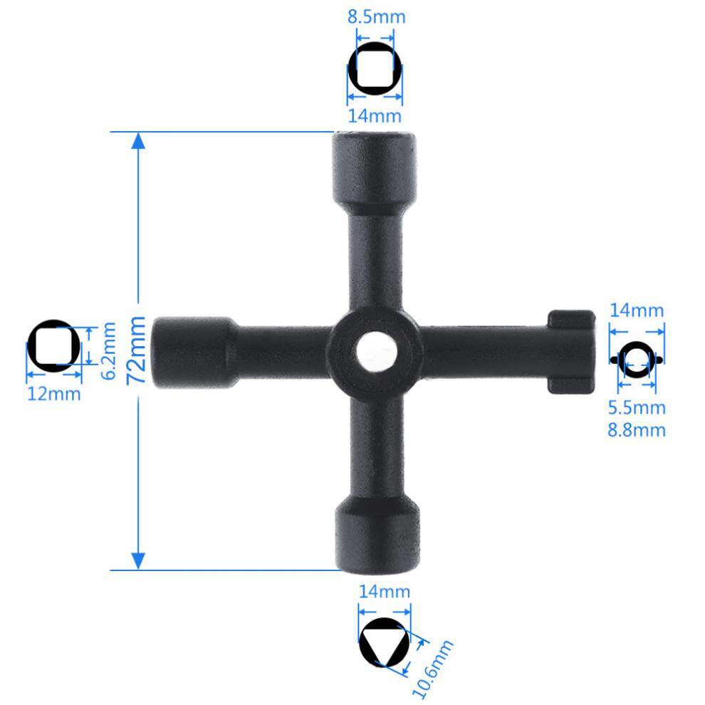 ChgImposs Multi-function 4 In 1 Key Wrench Cross Triangle Plumber for Cabinet Train Elevator