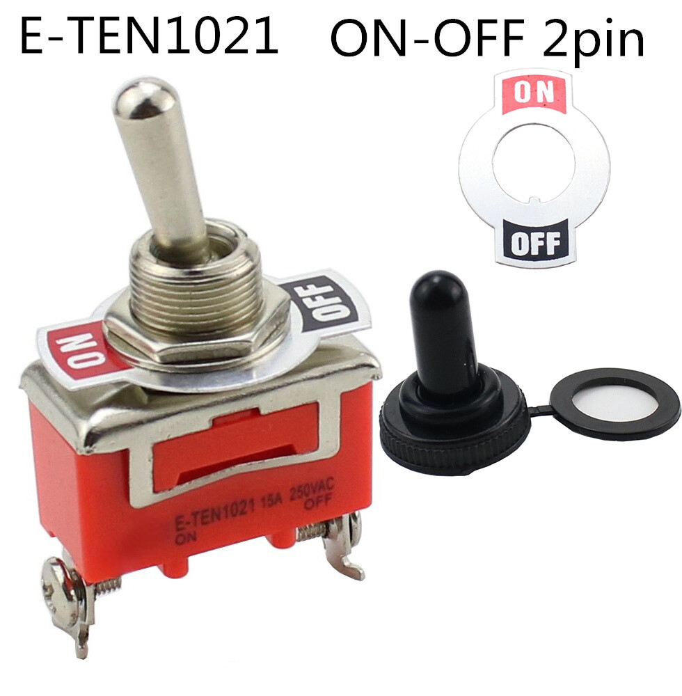 AC 250V 15A 2-pin DPDT On/Off 2-bit Mini Toggle switch E-TEN1021 Orange