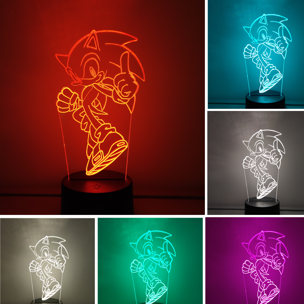 sonic mainan aksi untuk anak anak tokoh anime 3d lampu malam visual sonic the landak kreatif hadiah natal model juguetes