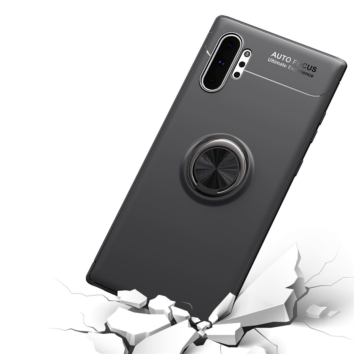 for Samsung Note10+ Note10 Plus Pro Case [Metal Ring Buckle] Soft TPU Case Back Cover Shell, with 360° Rotating Ring Holder Kickstand, Can work with Car Mount