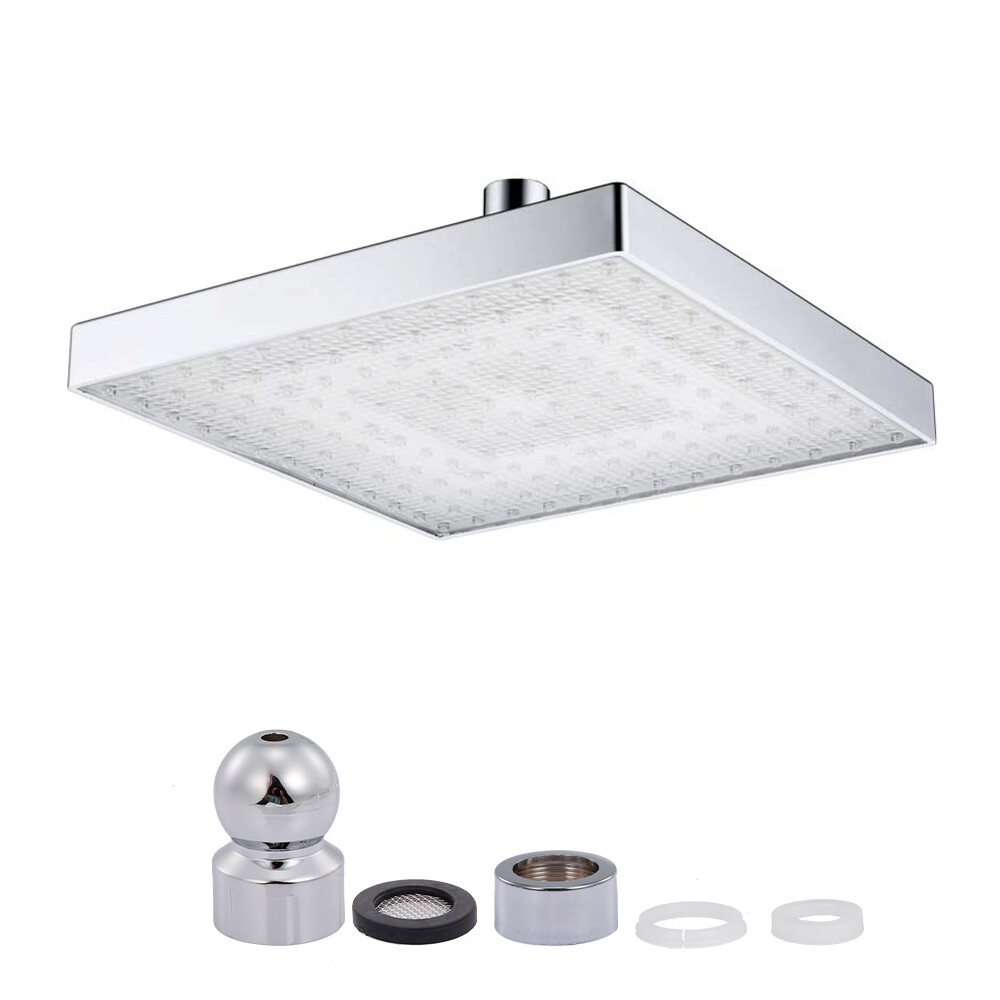Đèn Led Mưa Vòi Hoa Sen Đầu Vòi Hoa Sen Vuông Vòi Sen Cảm Biến Nhiệt Độ Thay Đổi Màu RGB Tự Động Cho Phòng Tắm