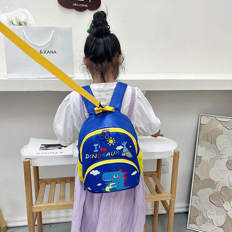 HS Kids anti-lost backpack kindergarten backpack cartoon little dinosaur leash backpack