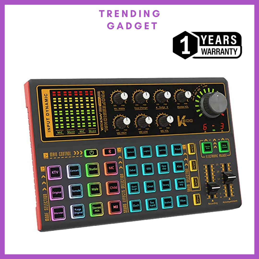 Professional Live Sound Card External Voice Changer Audio Mixer Kit Multiple Sound Effects