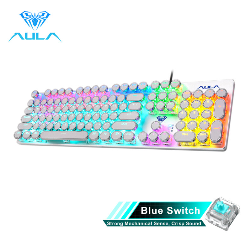 AULA F2068/S2016 Mechanical Gaming keyboard 104 Keys Anti-ghosting Marco Programming LED Backlit Keyboard Blue/Balck Swicth for PC Laptop Singapore