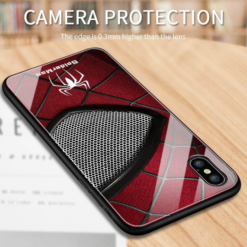 Honinga Ốp Cho Apple iPhone 11 Pro Max / iPhone 11 Pro / iPhone 11, Marvel Avengers Captain America Ironman Cổ Điển Người Nhện Ốp Lưng Điện Thoại Bằng Kính Cường Lực Ốp Lưng