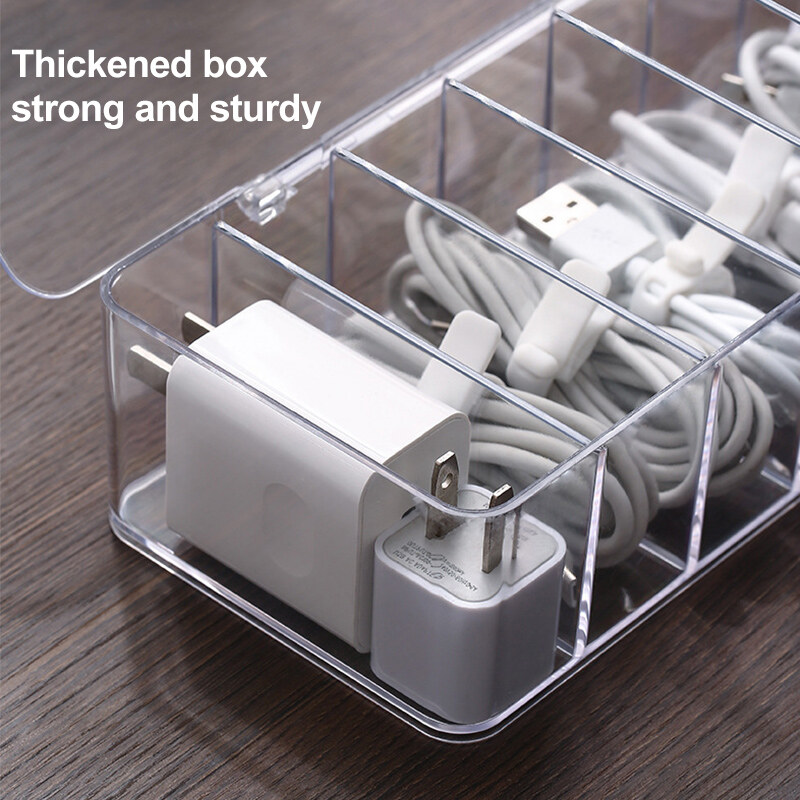 Dust-proof storage cable management box hub finishing box desktop data cable storage box mobile phone charging cable power cord buckle
