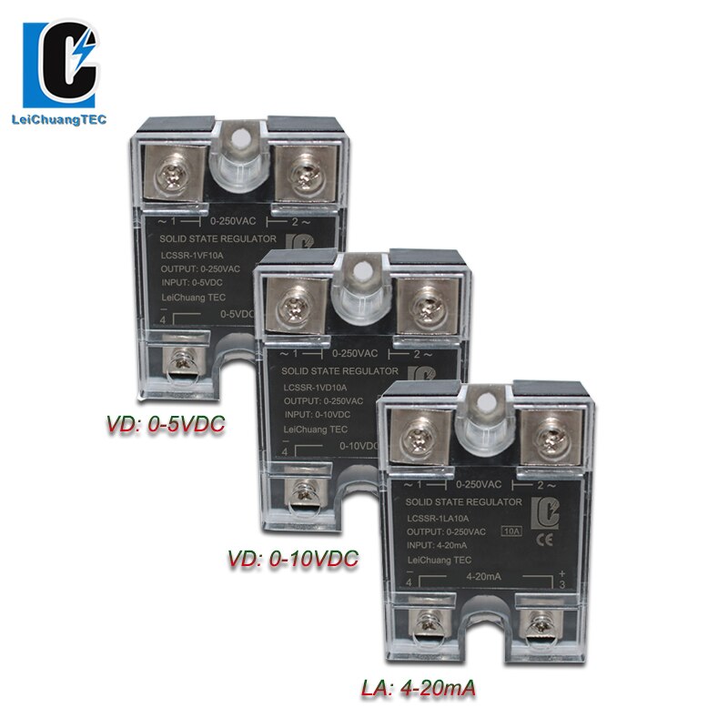 Bộ Điều Chỉnh Điện Áp Ssr 0-5V 0-10V 4-20ma Bộ Điều Chỉnh Điện Áp Một Pha Trạng Thái Rắn Ssr-1vd/Vf/La10a-120a