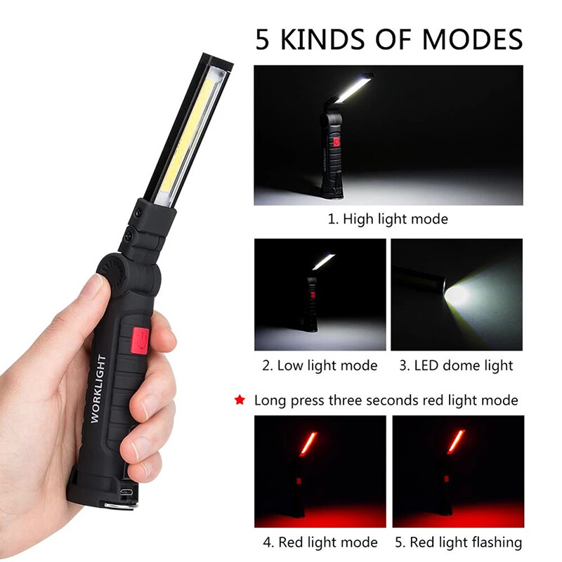 FONIX Đèn Pin LED COB Đèn Làm Việc 5 Chế Độ Đèn Xoay 360 Từ Tính Có Thể Sạc Lại USB Tiện Dụng Đèn Móc Treo SOS