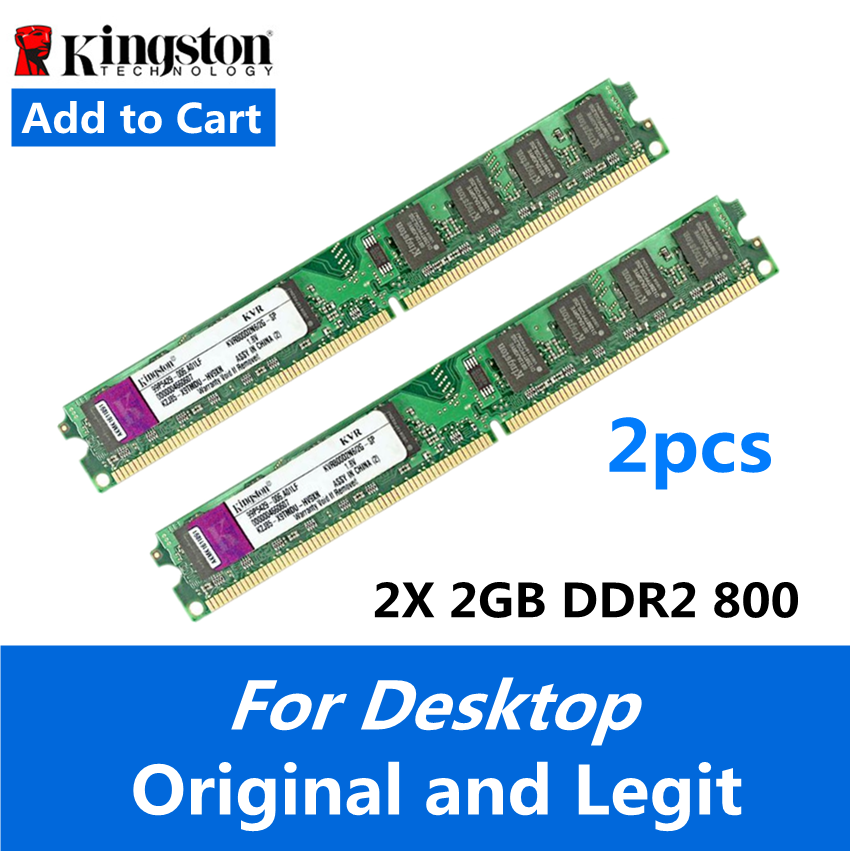 Kingstone 4GB (2X 2GB) DDR2 800MHz PC2 6400U 240PIN DIMM สำหรับเดสก์ท็อปแรมความจำ