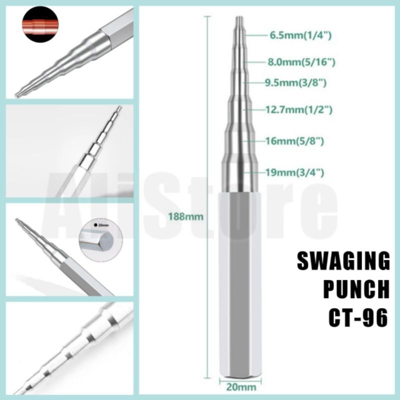 ALi Swaging Punch CT96 Multi Punch Head 1/4" 3/4" Copper Brazing