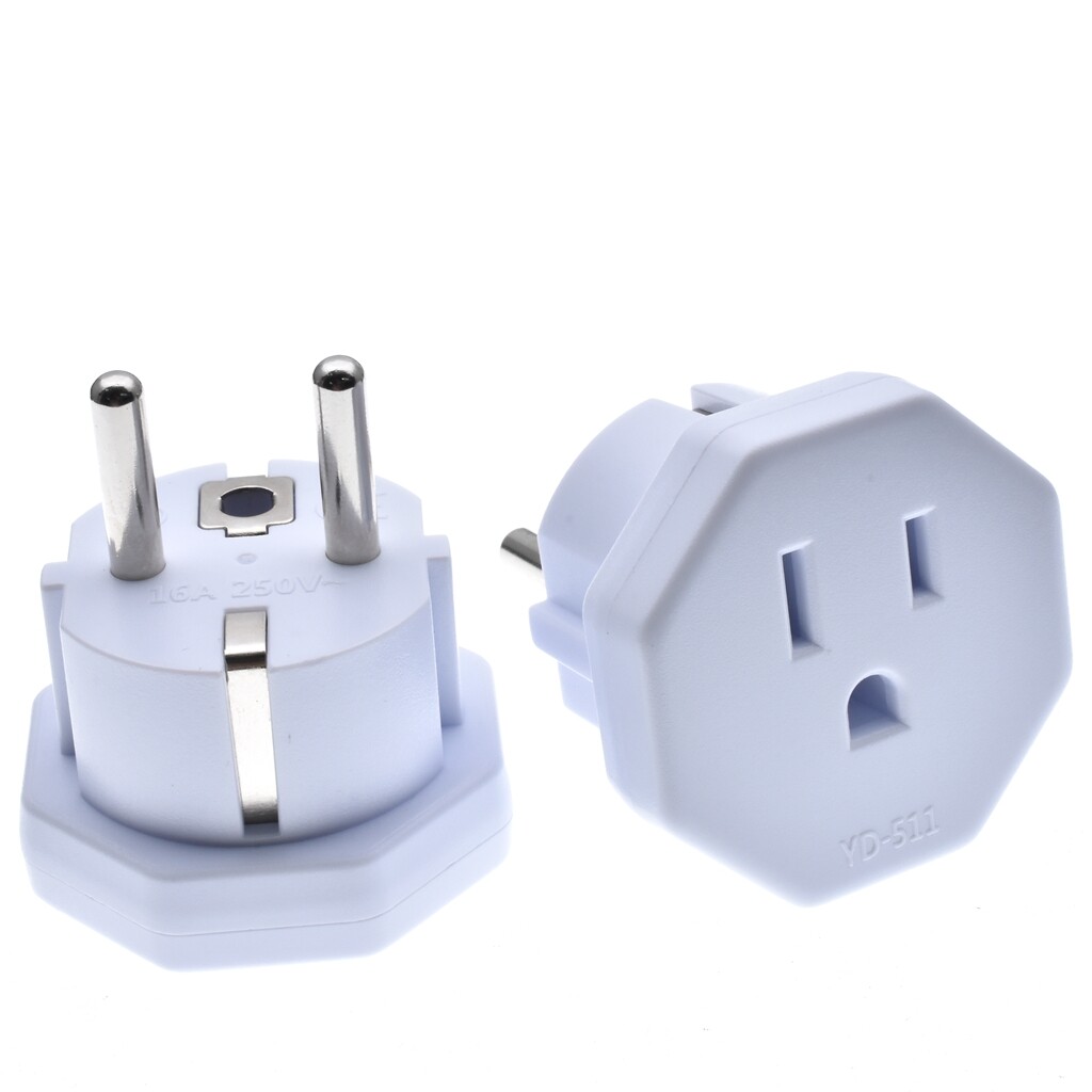 Germany France Travel Power Adapter, Schuko European Travel Plug , Outlet Adaptor Charger for US to Europe EU German French Russia Iceland Spain Greece Norway Korea (Type E/F)