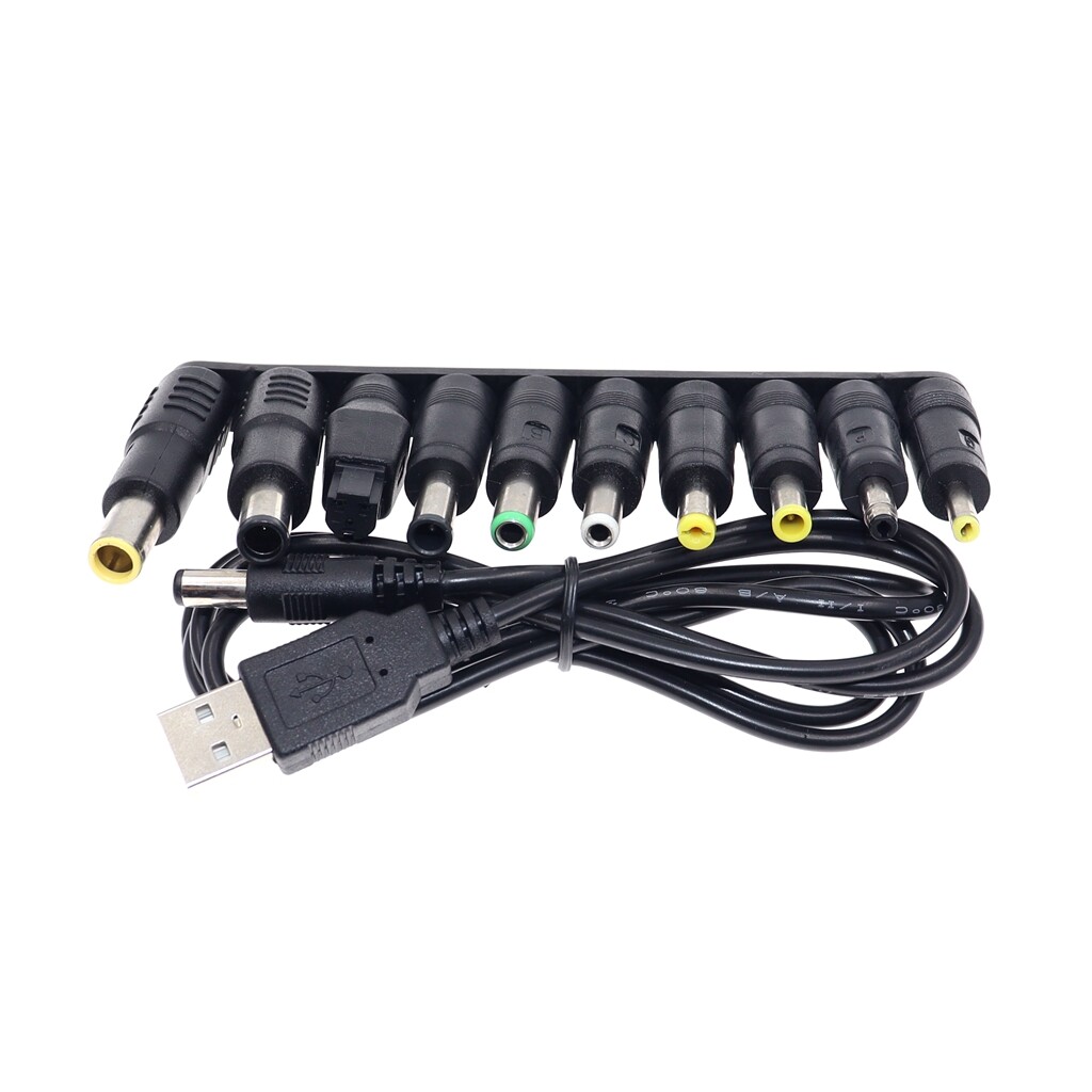 Phổ USB Để đầu cắm DC điện sạc cáp Dây DC 5.5x2.5 Mm Giắc kết nối Adapter Cho Router quạt nhỏ Loa (1 Cáp + 10 Kết Nối)