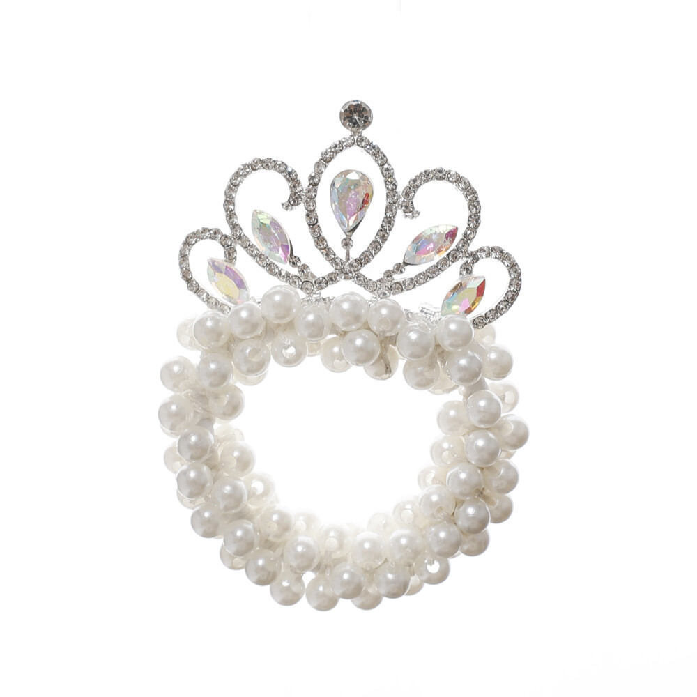 New Korean Pearl Crown Plush Hair Ring Cute Girl Princess Rubber Band Hair Rope Fashion Girl Hair Accessories