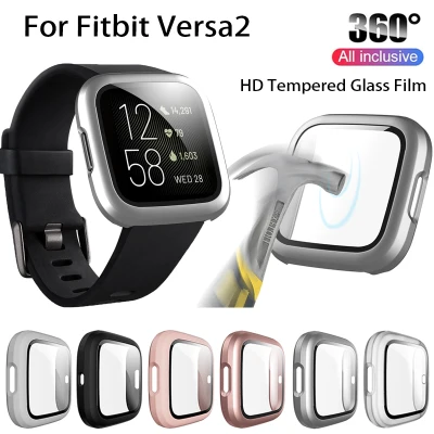 Tempered Glass Film Full Protective PC Case For Fitbit Versa 2 Band Waterproof Watch Shell Cover Screen Protector for fitbit versa 2