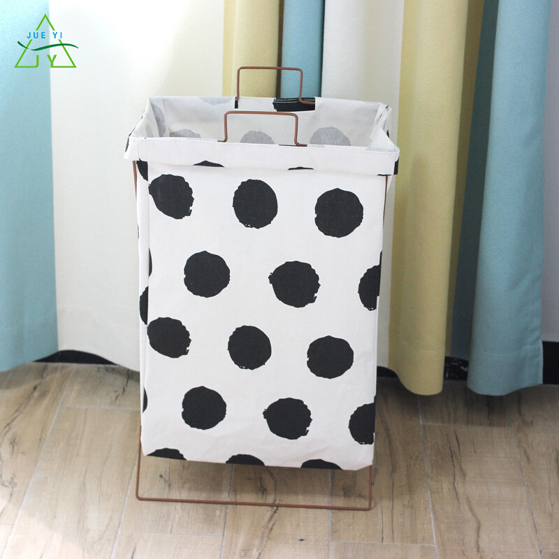KS Spot iron frame folding waterproof dirty clothes basket large storage laundry basket dirty clothes basket cotton and linen fabric storage basket