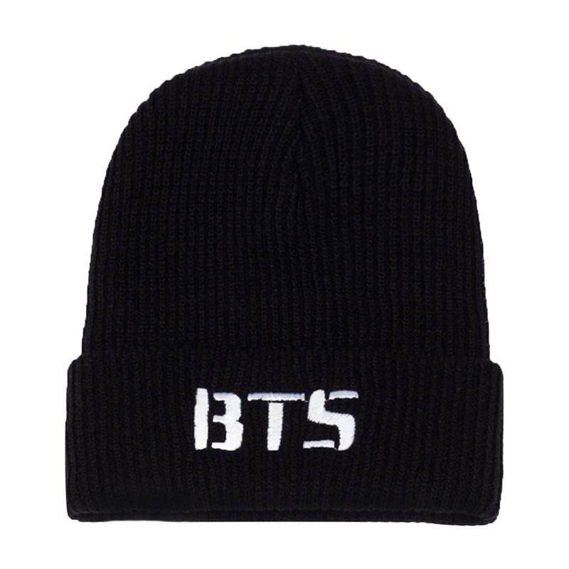 Linfang Kpop BTS Topi Kupluk Rajutan Bangtan Boys Topi Hitam