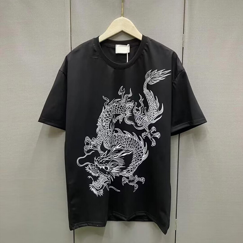 SUPEEON丨Dragon print short-sleeved t-shirt men's round neck short-sleeved T-shirt loose casual short-sleeved T-shirt