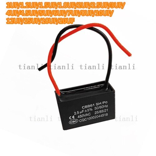 1Pcs CBB61 450V 5% 1uf/1.2uf/1.5uf/1.8uf/2uf/2.5uf/3uf/3.5uf/4uf/4.5-20UF fan start capacitor