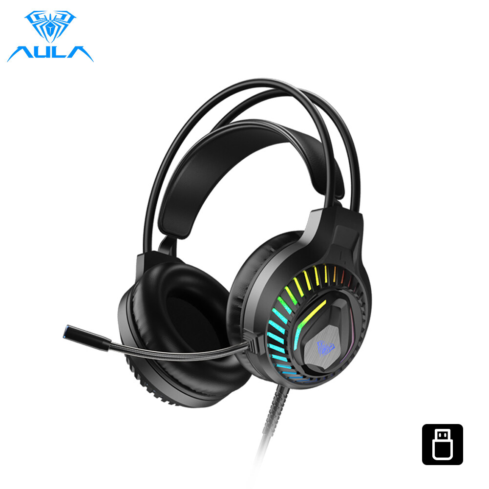 AULA S605 Gaming Headset Computer Headphone 360°Microphone Noise