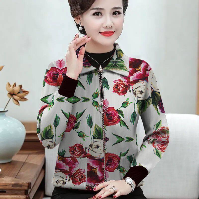 Autumn and winter thickened coat for middle-aged women, short outer set for middle-aged mothers, westernized thin cardigan, zipper for middle-aged and elderly people